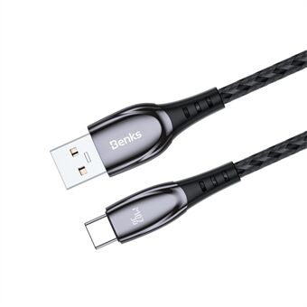 BENKS D40 25W USB A til Type C Zinklegering Datakabel Flettet Ladeledning 120cm