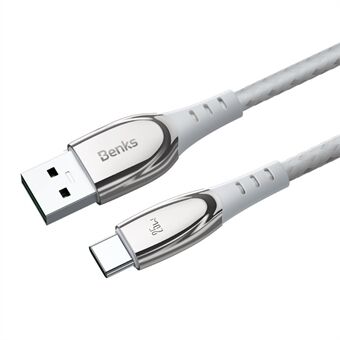 BENKS D40 Zinklegering Datakabel 2m 25W USB-A til Type-C Hurtigopladningsledning til Samsung Huawei