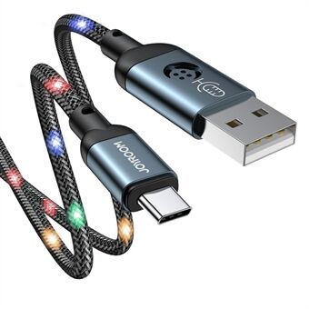 JOYROOM JR-N16 Flettet USB til Type-C Hurtigt 3A opladningskabel Mobiltelefonkabel Dataoverførselsledning 1,2m - Grå