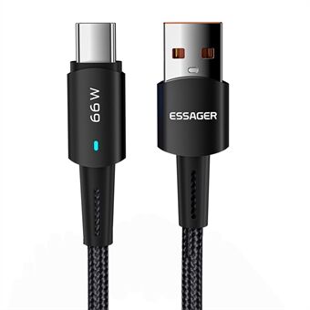 ESSAGER 0,5 m flettet design USB til Type C-kabel 6A Hurtigopladning 480 Mbps transmissionsledning til tablet-bærbar smartphone