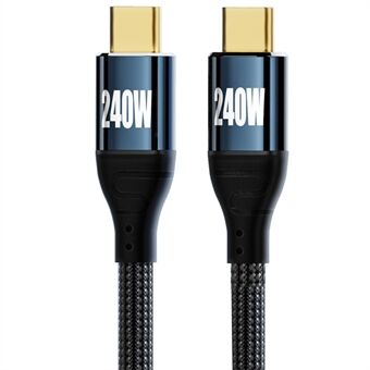 2m USB-C PD 240W hurtigopladningsledning 480Mbps datatransmissionslinje Nylonflettet Type-C til Type-C-kabel