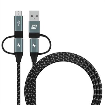 MOMAX 4-i-1 Type-C til Micro USB & Type-C til USB A Opladning og datasynkronisering Nylon flettet kabel