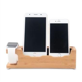 DCR-008 Desktop Station Bambus Træ Opladningsdock Holder til Apple Watch iPhone Samsung Huawei