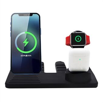 3-i-1 Silikone Desktop Opladningssokkel Telefonholder Stand til Magsafe Airpods Apple Watch