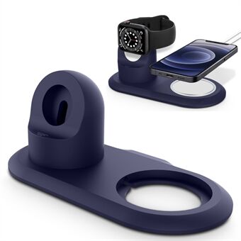 Silikone Ladeholder Stand Trådløs Ladestation Dock til MagSafe Apple Watch/iPhone 12 Series