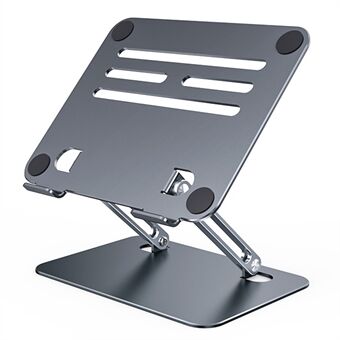 BONERUY P89 Tablet Stand for Desk er en justerbar tablet-holder lavet af kulstofstål i farven mørkegrå. Den har et hult design for bedre varmedissipation.