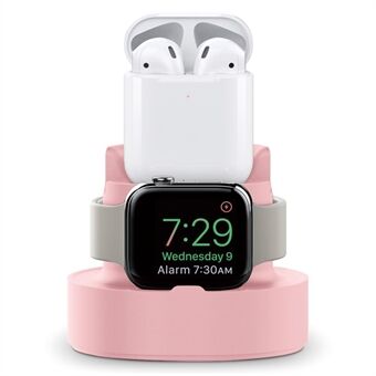 A001 Universal Desktop Stand 3 i 1 Silikone Telefonmonteret Bordholder til iPhone/Apple Watch Series/AirPods