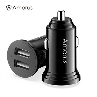 AMORUS CC-56 Dual USB 3.4A Fast Charging Car Charger Adapter for iPhone Samsung Huawei etc. - Black