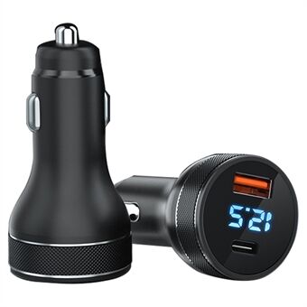 ACC-568 Type-C+USB Car Charger Adapter 20W PD 3.0 LED Display Phone Charger Fast Car Charger