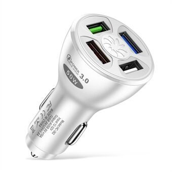 50W 4 USB Ports QC3.0 Fast Charging Car Charger Phone Power Adapter