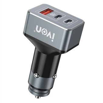 IVON CC43 45W PD 3.0 Dual Type-C+QC 3.0 USB Square Car Charger Phone Fast Charging Power Adapter