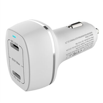 ACC-580 PD 60W Dual Type-C Ports Fast Charging Adapter Phone Car Charger