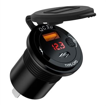 ZH-1427B1 QC3.0 USB+Type C PD 20W Car Charger Fast Charging Plug Adapter with Digital Display Screen