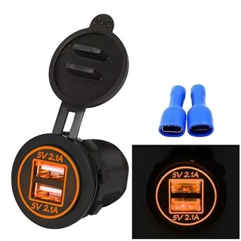 CS-526 USB 2.1A Charging Power Charger Dual USB Port Car Charger with Dual LED Ring Light