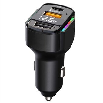 K3 PD 36 / 65W Fast Charging Type-C + USB Dual Port Car Charger Intelligent Digital Display Charging Adapter