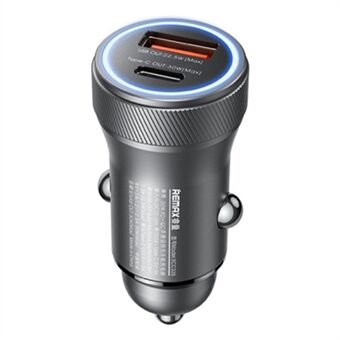 REMAX RCC335 Seaya Series USB-A + Type-C Dual Port PD 30W Fast Charging Aluminum Alloy Car Charger