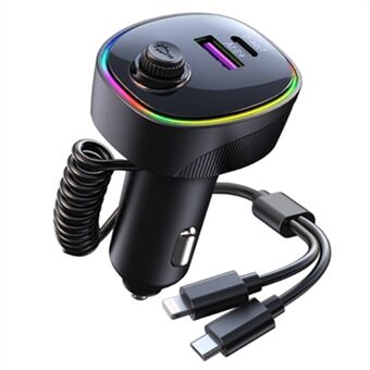 K11  USB + Type-C PD Car Charger Phone Tablet Fast Charging Adapter with Type-C / 8-Pin Charging Cable