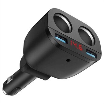 TR-22Q Dual USB QC3.0 Fast Car Charger Digital Display 2-Socket Cigarette Lighter Adapter