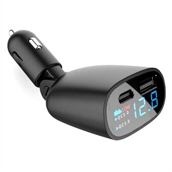 TR-83 PD 18W Car Charger QC3.0 + Type-C Super Fast Charger Adapter with LED Voltage Display