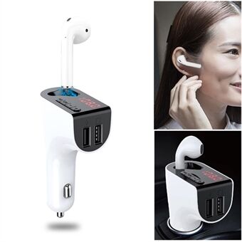 V14 Dual USB Charger FM Transmitter Modulator MP3 Player Hands-free Car Kit with Bluetooth Earphone