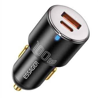 ESSAGER F698 Max 100W USB-A + Type-C Dual Port Car Charger Fast Charging Adapter
