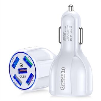 Five Charging Ports Car Charger QC 3.0 USB Fast Car Charging Power Adapter