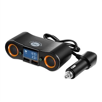 ZNB02 Dual USB Car Charger Voltage Detection 2 Cigarette Lighter Sockets Charge Adapter with Independent Switch