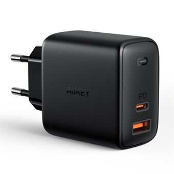 AUKEY PA-B3 Dual Port GaN Wall Charger USB-A + Type-C PD Charging Adapter USB-A Port 12W + Single Type-C Port 65W / 45W Charger Plug Block for Mobile Phones / Tablets / Laptops