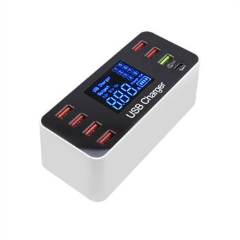 A9+ 8-Port USB+Type C 40W Quick Charge Adapter with LCD Display QC 3.0 Wall Charger