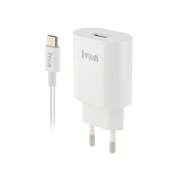 IVON AD39 10W Fast Charging Wall Charger Portable EU Plug Power Adapter with Micro USB Cable