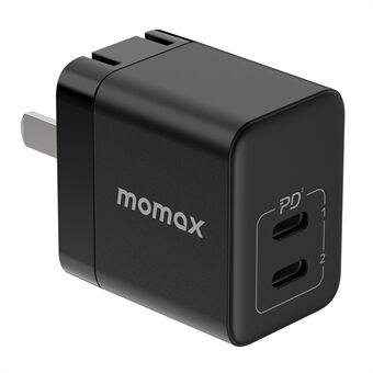 MOMAX Bærbar 35W PD Hurtigoplader Dual Type-C GaN strømadapter til Apple / Android