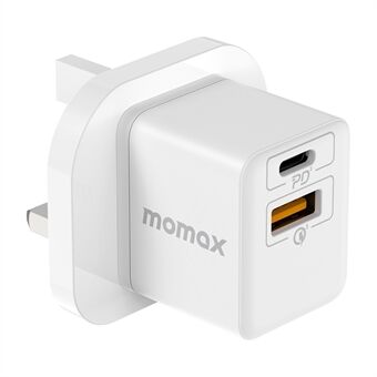 MOMAX 20W PD hurtigoplader Type-C + USB-telefonopladningsstrømadapter