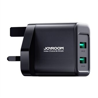JOYROOM TCN01 2.4A 2USB hurtigopladeradapter Bærbar minivægopladerblok til mobiltelefoner (UK stik) - Sort