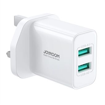JOYROOM TCN04 UK-stik Dobbelt USB-porte Plastvægoplader 2.1A Telefon Tablet Opladningsadapter