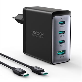 JOYROOM TCG04 EU-stik 100W fireports GaN-oplader USB + 3*Type-C Fast Wall Charging Block med Type-C til Type-C-kabel