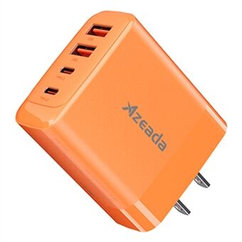 AZEADA 65W Hurtig Oplader 2 Type-C + 2 USB Bærbar GaN Vægoplader
