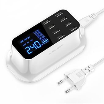 USLION US0112 Creative LED Display 8 Ports USB Charger LED Display Quick Charge Fast Charging Adapter