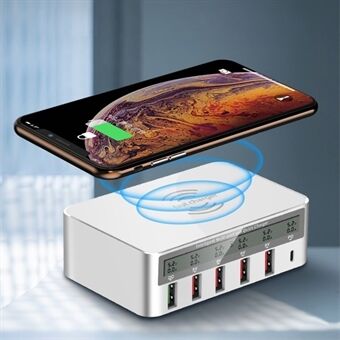 Intelligent Multi-port USB Quick Charger Wireless Charger Smart Plug Wireless USB-C + QC3.0 + PD (Support FOD Function)
