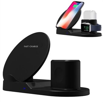 3 in 1 Fast Wireless Charger Charging Dock for iPhone / Apple Watch Series 4 3 2 1 / AirPods (Not Support FOD Function)