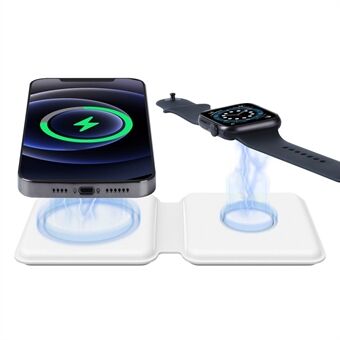 15W 2-in-1 Magnetic Charging Dock Dual Panel Wireless Charger for iPhone iWatch