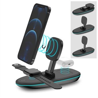 V9 3 in 1 Magnetic Foldable Wireless Charger Charging Dock Station with LED Light for iPhone 12 Pro Max Samsung