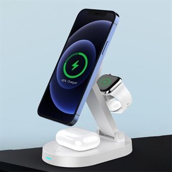 W68 3 in 1 Folding Charging Dock 15W Magnetic Wireless Charger for iPhone 12/13 Series/AirPods/iWatch
