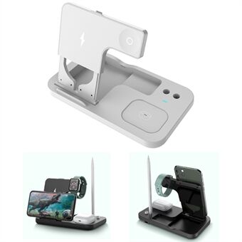 0W-01 4-in-1 Wireless Charger Desktop Wireless Charging Stand Dock for iWatch AirPods Apple Pencil Smartphones