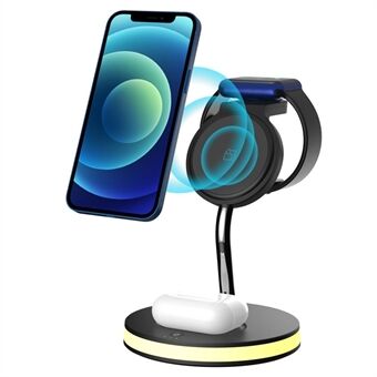 F17 4-in-1 15W Max Multi-Function Wireless Charger with Night Light Magnetic Wireless Charging Stand