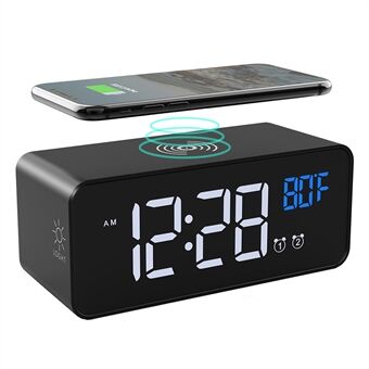 668W Multifunction Alarm Clock Qi 5W Wireless Charger Desktop Digital Alarm Clock Fast Phone Charger