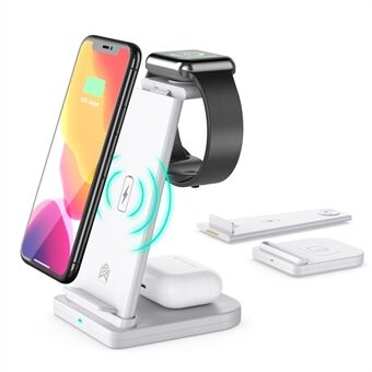 3-in-1 10W Fast Wireless Charging Station for Multiple Devices, iPhone + Apple Watch + Apple Airpods