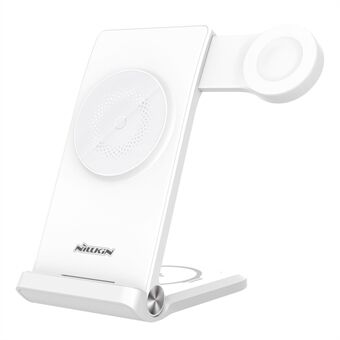 NILLKIN Powertrio 3 i 1 til MagSafe trådløs oplader Mobiltelefon / øretelefon / Smart Watch Folding Dock, med Huawei Watch Oplader (EU-stik)