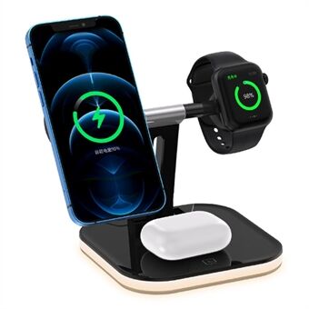 JJT-971 3 in 1 Detachable Magnetic Wireless Charger Charging Base for iPhone / Apple Watch / Earphones