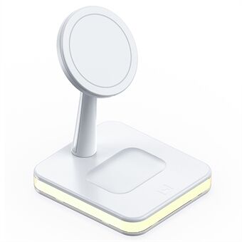 JJT-992 3 in 1 Magnetic Wireless Charger with USB Output for iPhone / AirPods LED Light Charging Base