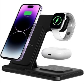 Q50A 3-in-1 Foldable Wireless Charger Desktop Phone Watch Earphone Fast Charging Dock Stand